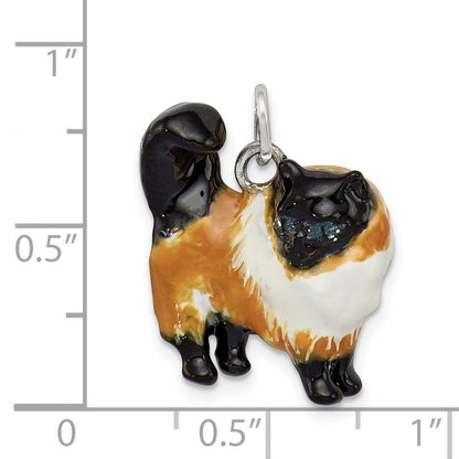 Sterlingsilber Emailliert Calico Katze Charm