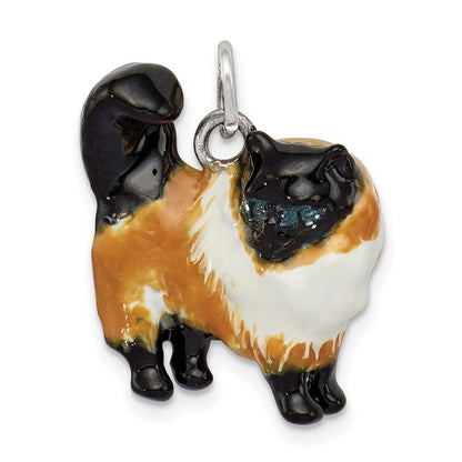 Sterlingsilber Emailliert Calico Katze Charm