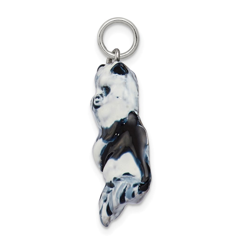 Sterlingsilber Emailliert Schwarz & Weiß Katze Charm