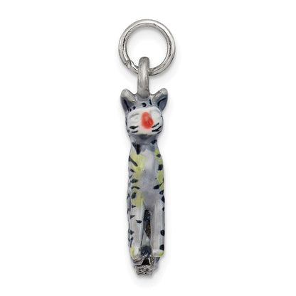 Sterlingsilber Emaille Katze Sitting Charm