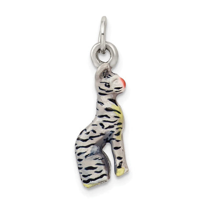Sterlingsilber Emaille Katze Sitting Charm