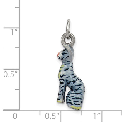 Sterlingsilber Emaille Katze Sitting Charm