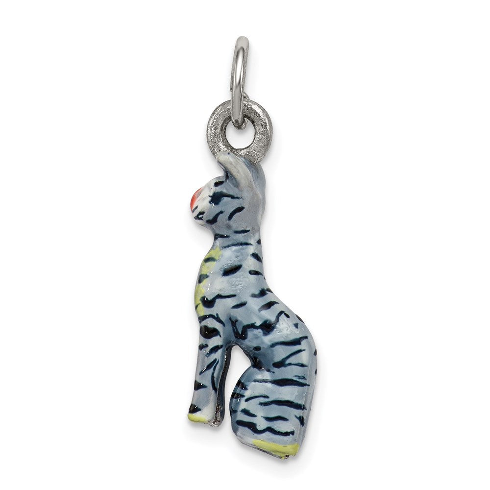 Sterlingsilber Emaille Katze Sitting Charm