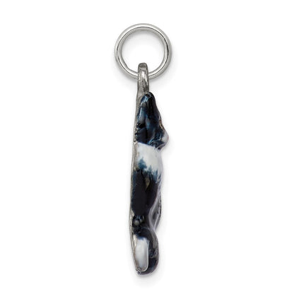 Sterlingsilber Emaille Schwarz & Weiß Katze Charm