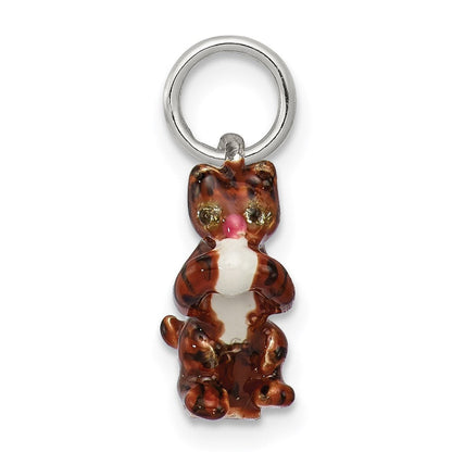 Sterlingsilber Emaille Katze Playing mit Yarn Charm