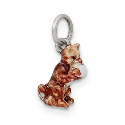 Sterlingsilber Emaille Katze Playing mit Yarn Charm