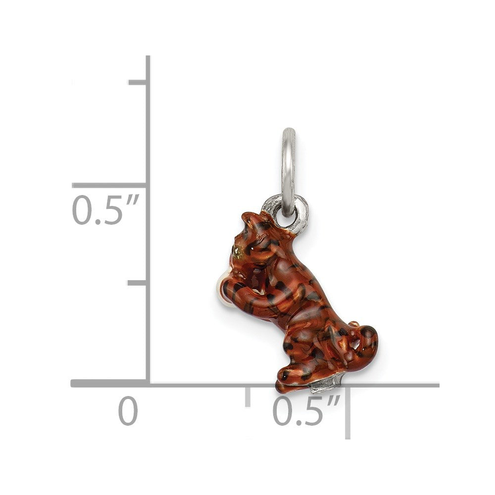 Sterlingsilber Emaille Katze Playing mit Yarn Charm