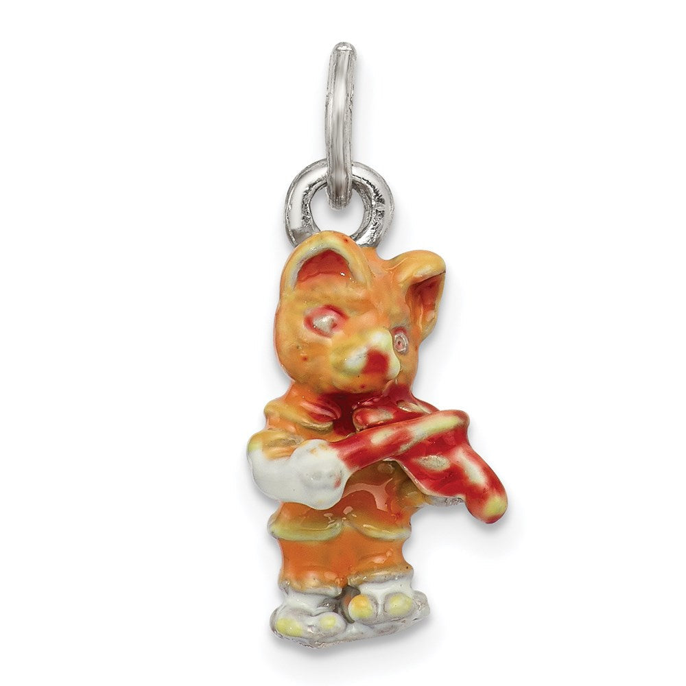 Sterlingsilber Emaille Katze Playing The Violin Charm