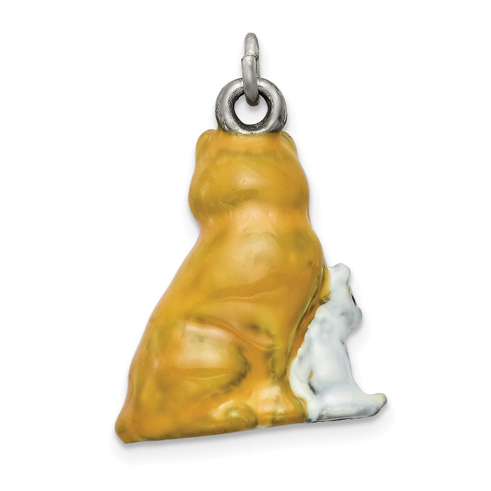 Sterlingsilber Emaille Mama & Kitten Katze Charm