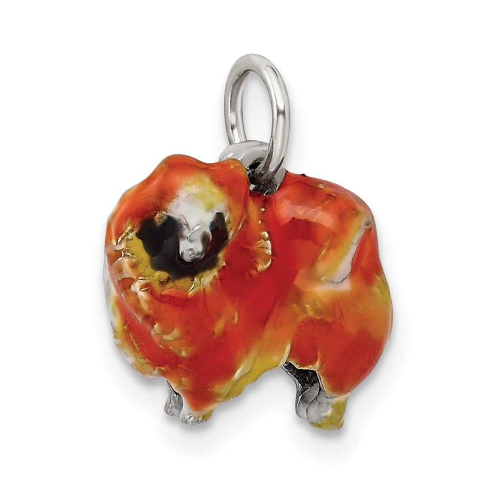 Sterlingsilber Emailliert Pekingese Charm
