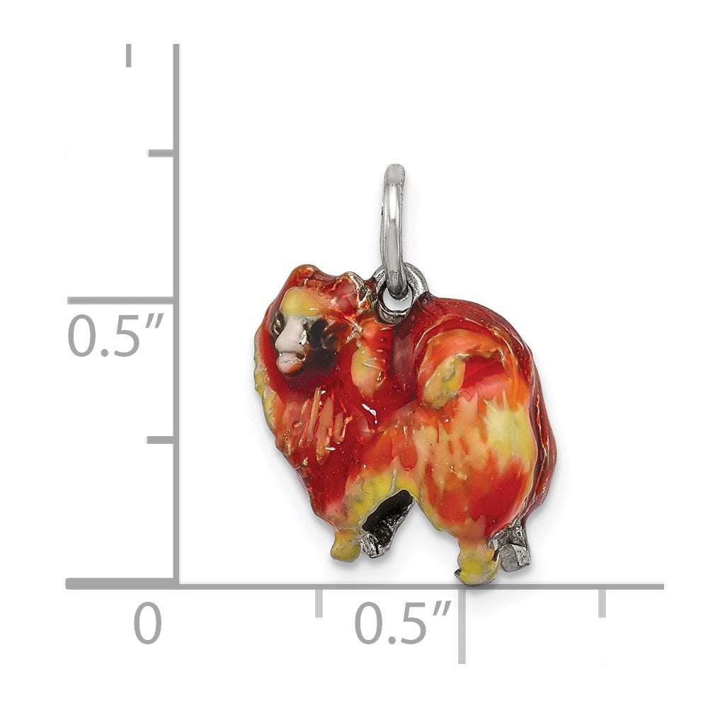 Sterlingsilber Emailliert Pekingese Charm