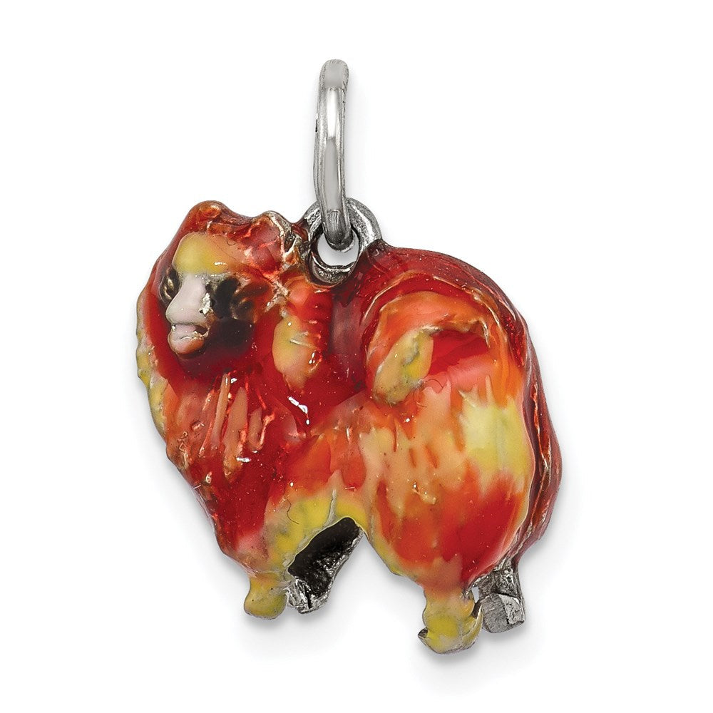 Sterlingsilber Emailliert Pekingese Charm
