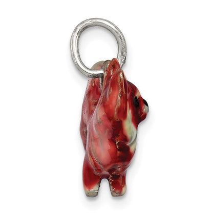 Sterlingsilber Emailliert Klein Pomeranian Charm