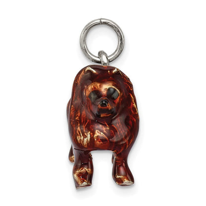 Sterlingsilber Emailliert Groß Pomeranian Charm