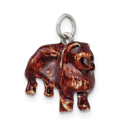 Sterlingsilber Emailliert Groß Pomeranian Charm