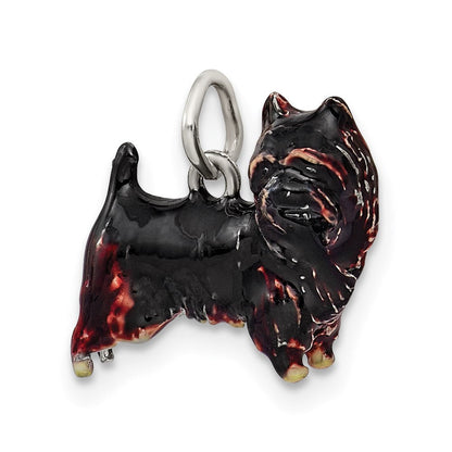 Sterlingsilber Emailliert Braun & Schwarz Cairn Terrier Charm