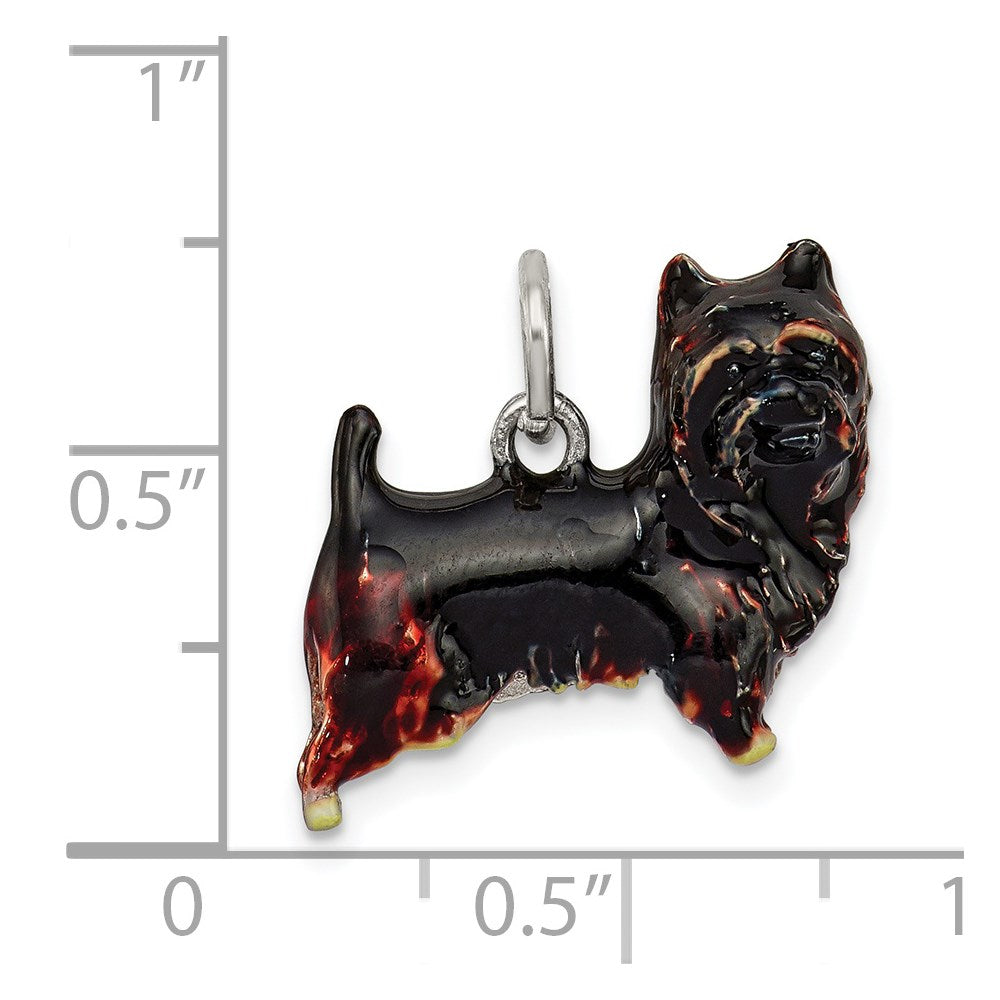 Sterlingsilber Emailliert Braun & Schwarz Cairn Terrier Charm