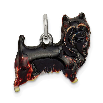 Sterlingsilber Emailliert Braun & Schwarz Cairn Terrier Charm