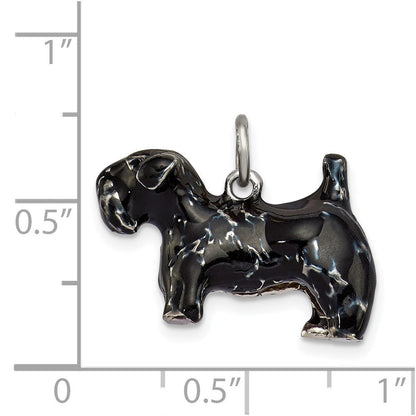 Sterlingsilber Emailliert Groß Scottish Terrier Charm