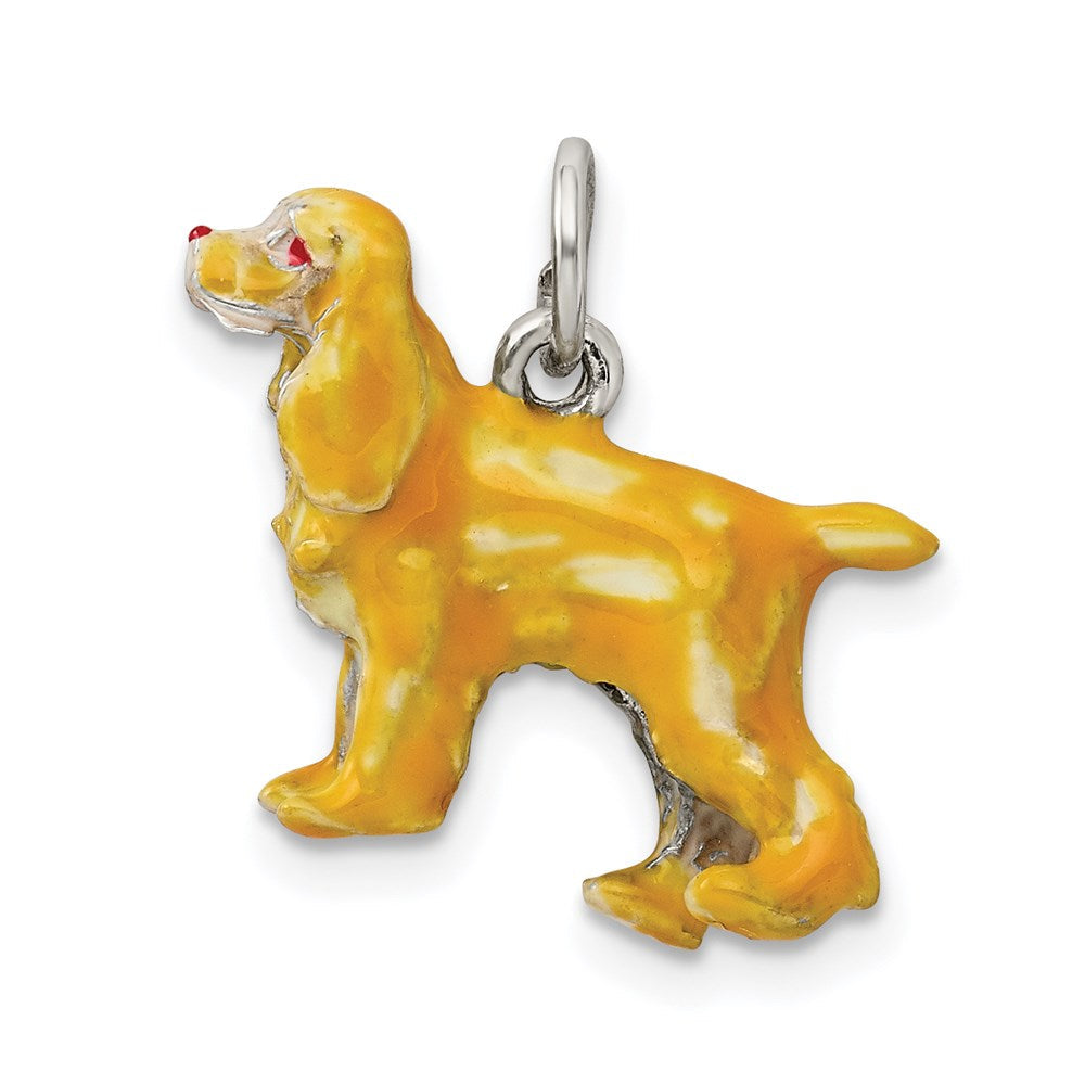 Sterlingsilber Emailliert Klein Cocker Spaniel Charm
