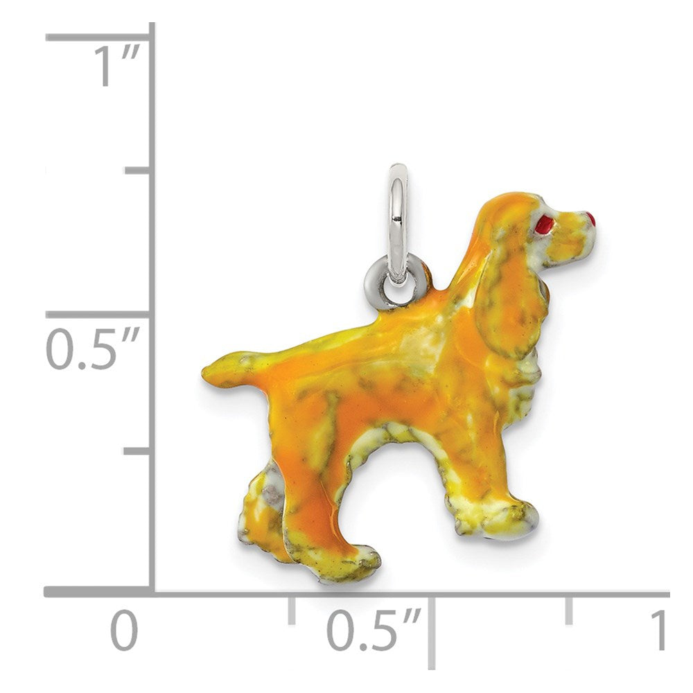 Sterlingsilber Emailliert Klein Cocker Spaniel Charm