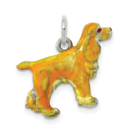 Sterlingsilber Emailliert Klein Cocker Spaniel Charm