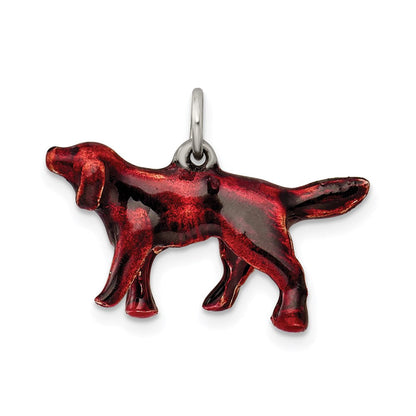Sterlingsilber Emailliert Klein Irish Setter Charm