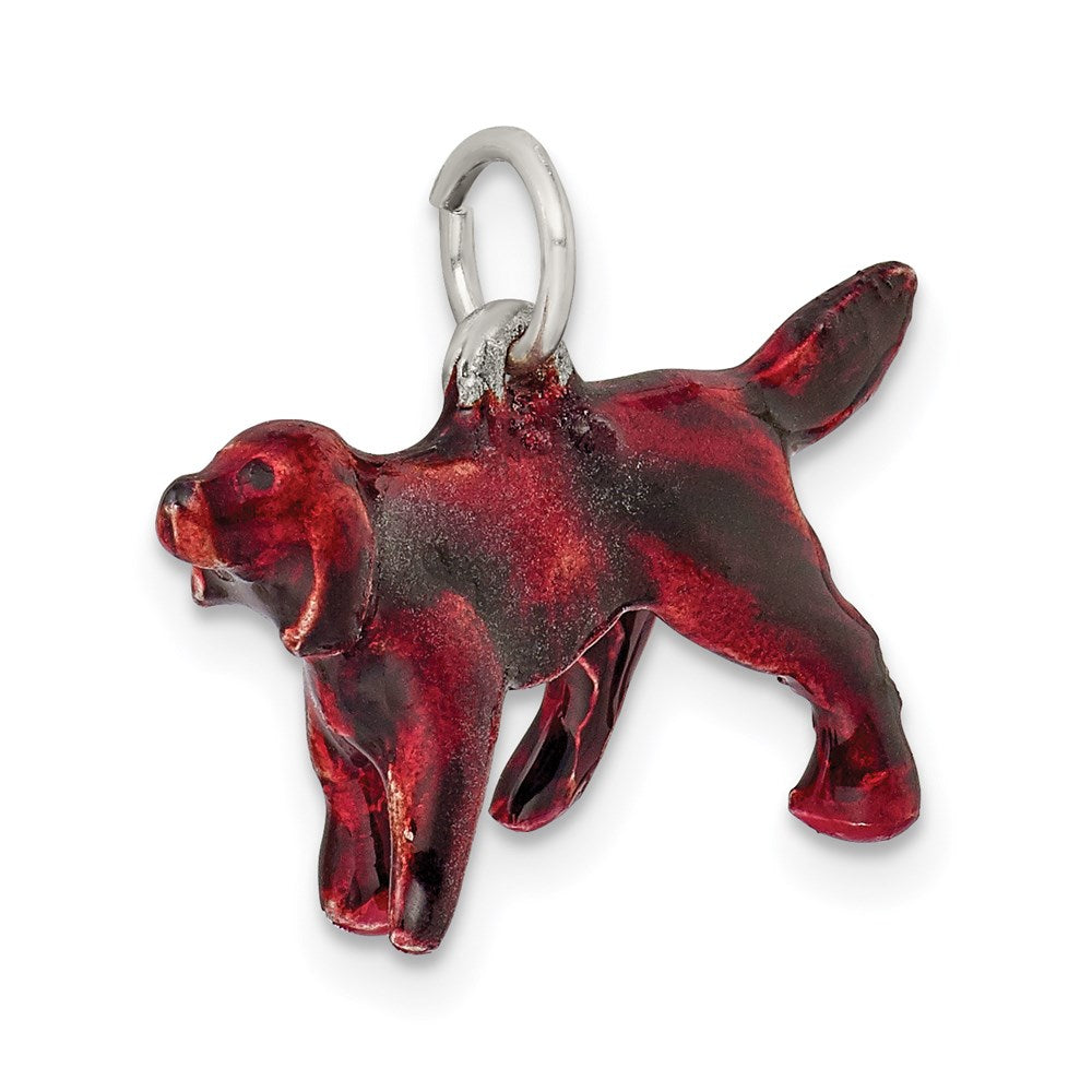 Sterlingsilber Emailliert Klein Irish Setter Charm