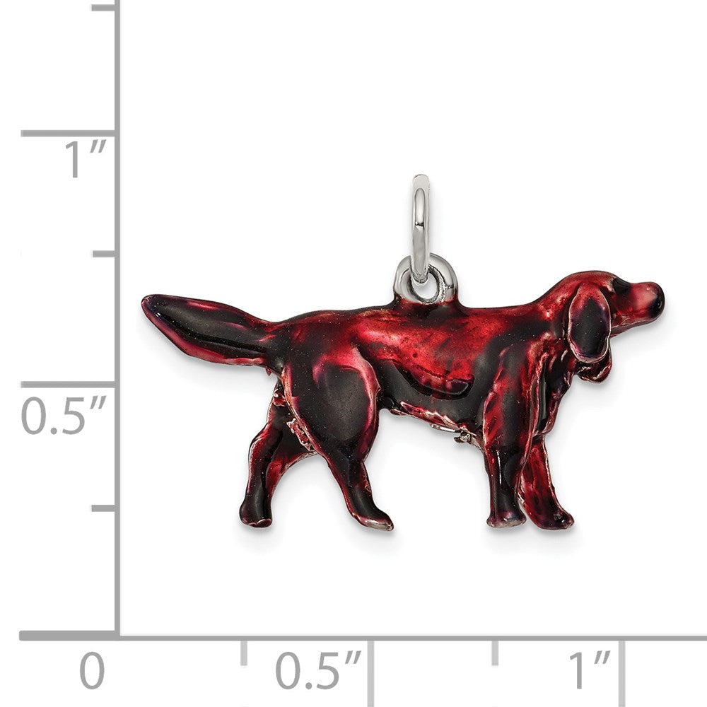 Sterlingsilber Emailliert Klein Irish Setter Charm