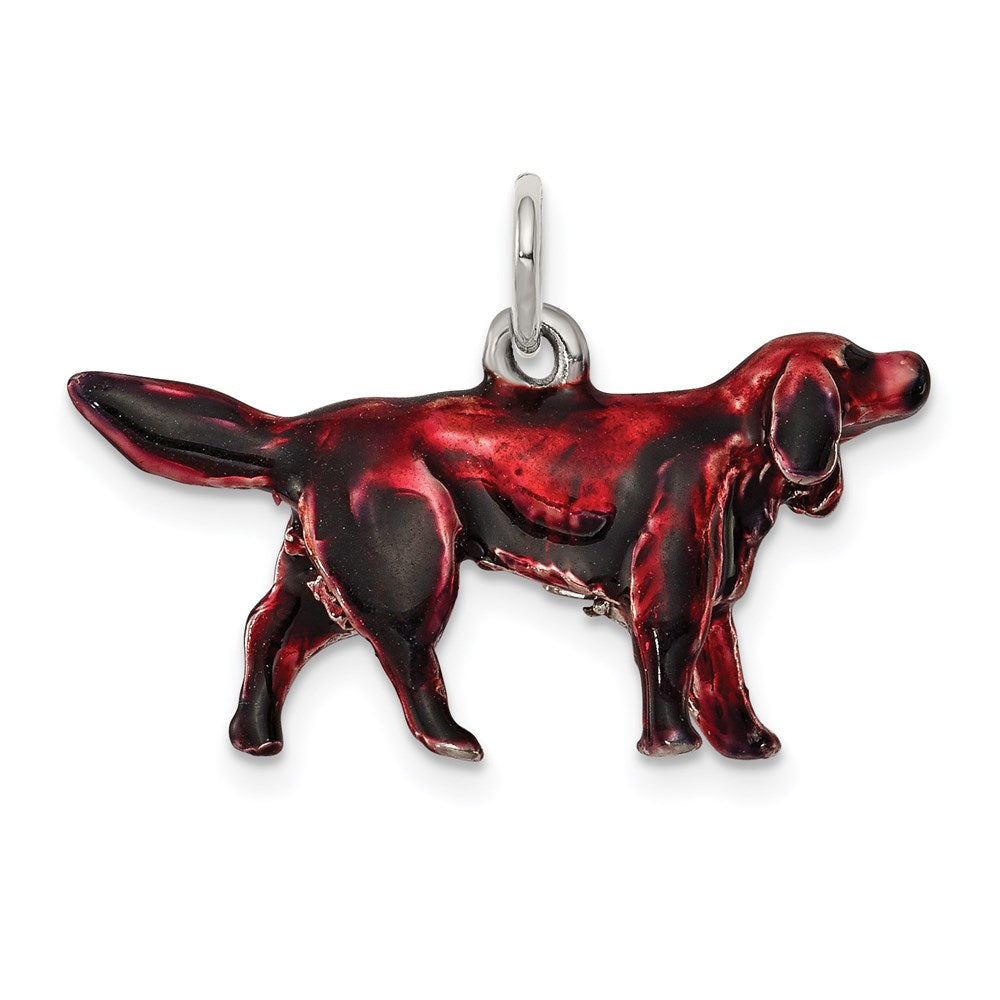 Sterlingsilber Emailliert Klein Irish Setter Charm