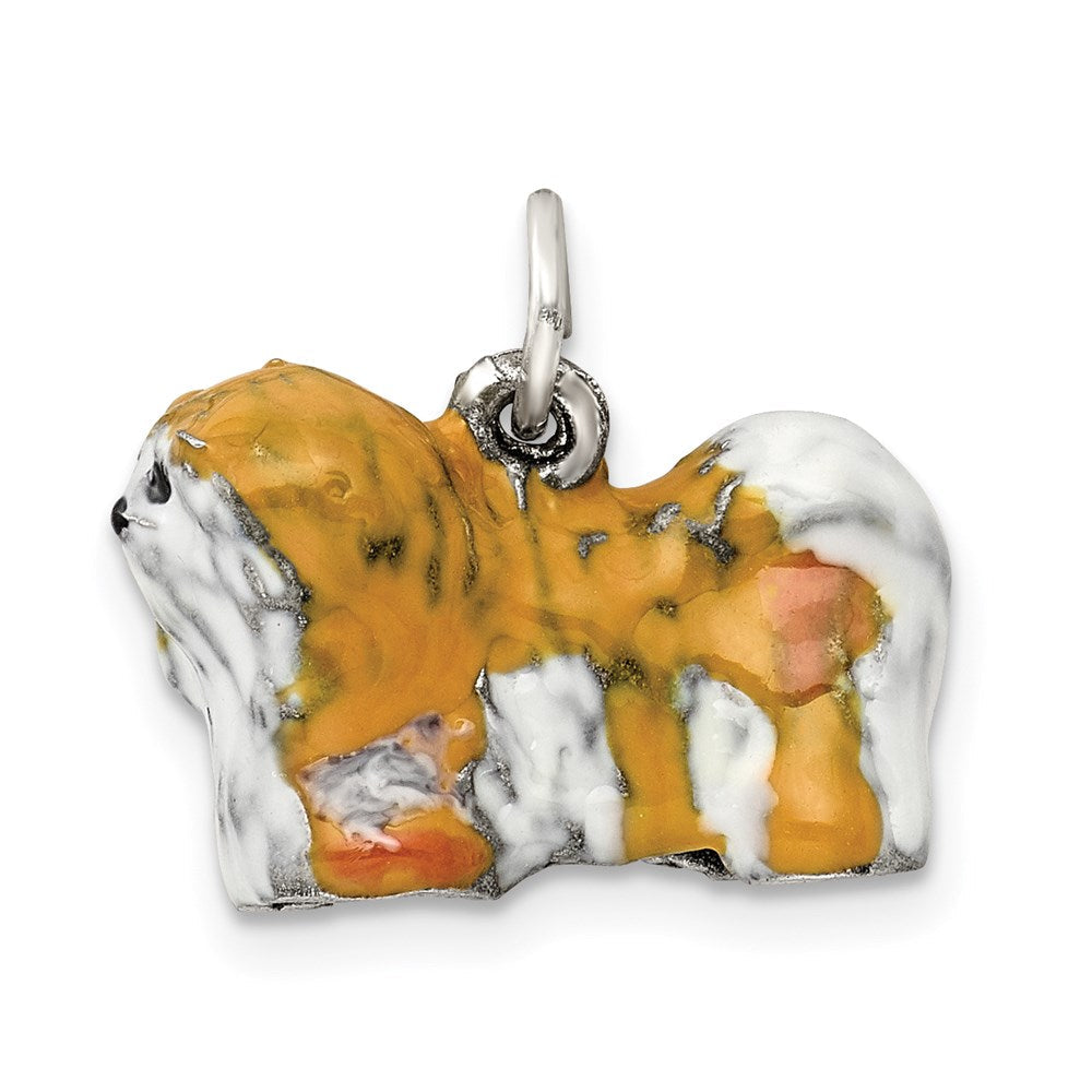 Sterlingsilber Emailliert Lhasa Apso Charm