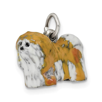 Sterlingsilber Emailliert Lhasa Apso Charm