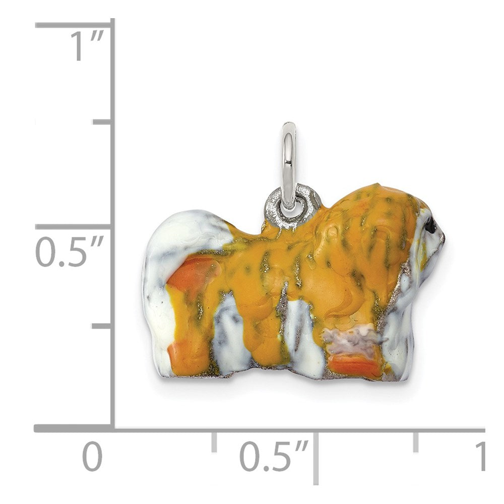 Sterlingsilber Emailliert Lhasa Apso Charm