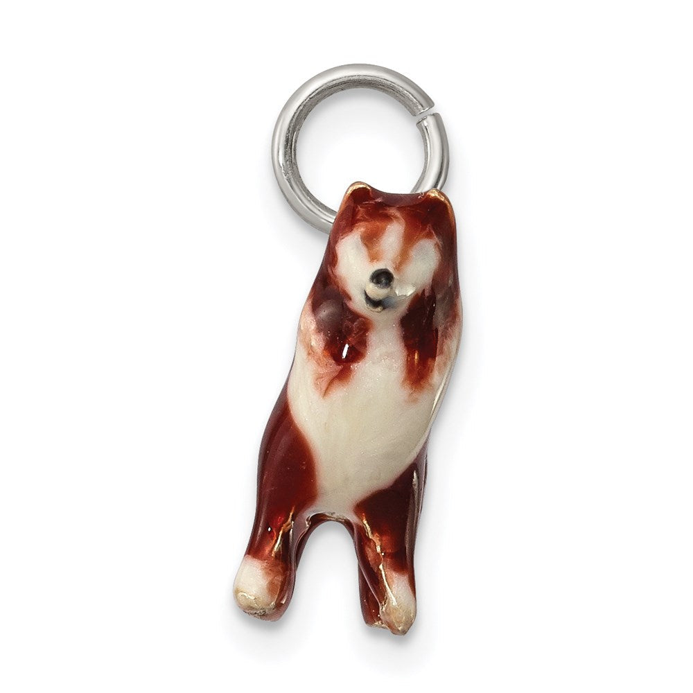 Sterlingsilber Emailliert Klein Collie Charm
