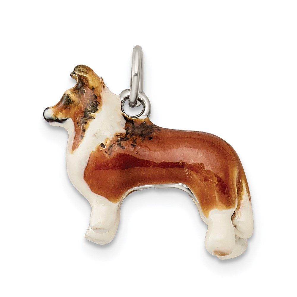Sterlingsilber Emailliert Klein Collie Charm
