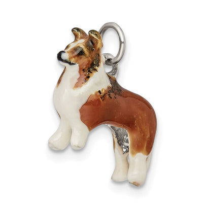 Sterlingsilber Emailliert Klein Collie Charm