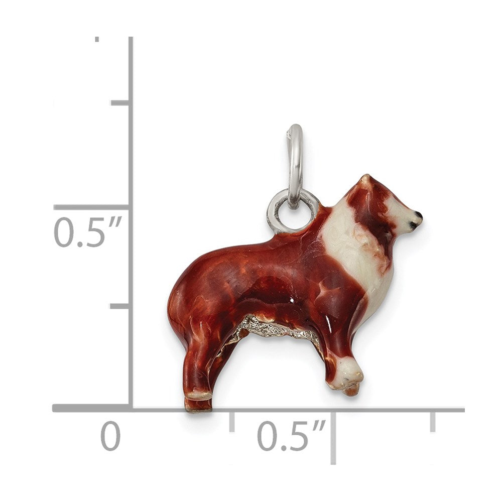 Sterlingsilber Emailliert Klein Collie Charm