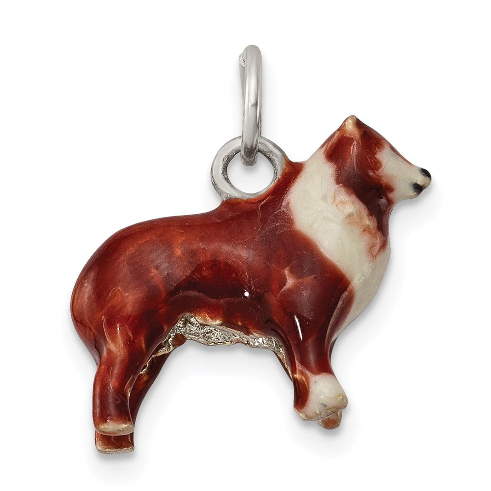 Sterlingsilber Emailliert Klein Collie Charm