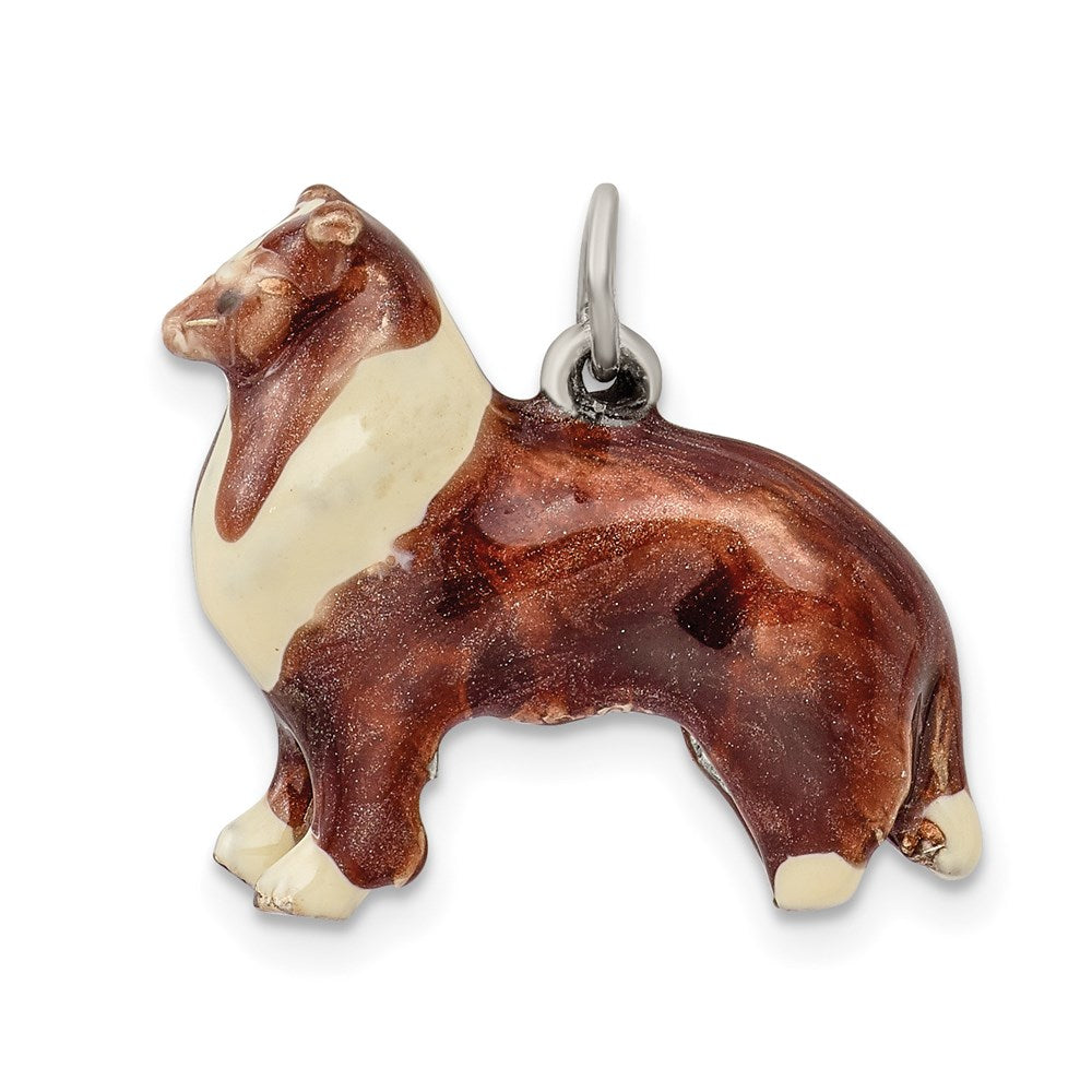 Sterlingsilber Emailliert Collie Charm