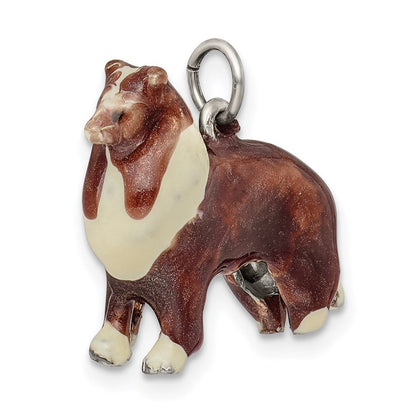 Sterlingsilber Emailliert Collie Charm