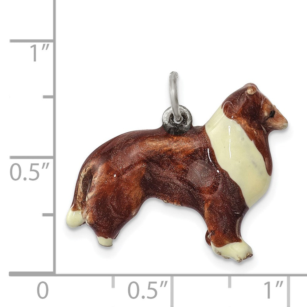 Sterlingsilber Emailliert Collie Charm