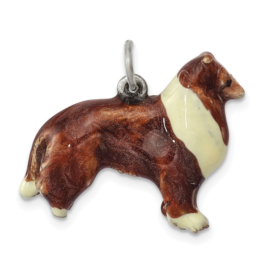 Sterlingsilber Emailliert Collie Charm