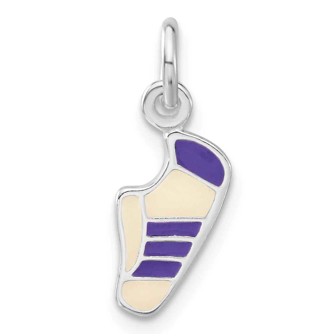 Sterlingsilber Lila & Weiß Emailliert Sneaker Charm