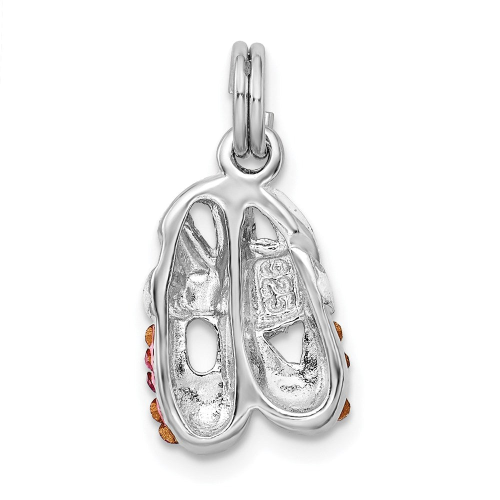 Sterlingsilber Rhodiniert Rosa Zirkonia Emaille Ballett Slipper Charm