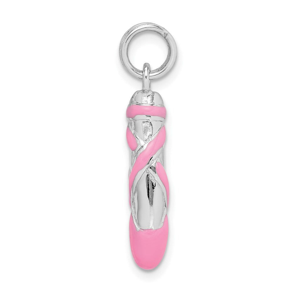Sterlingsilber Rhodium-platedpink Emaille Ballett Slipper Charm