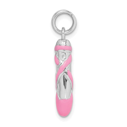 Sterlingsilber Rhodium-platedpink Emaille Ballett Slipper Charm