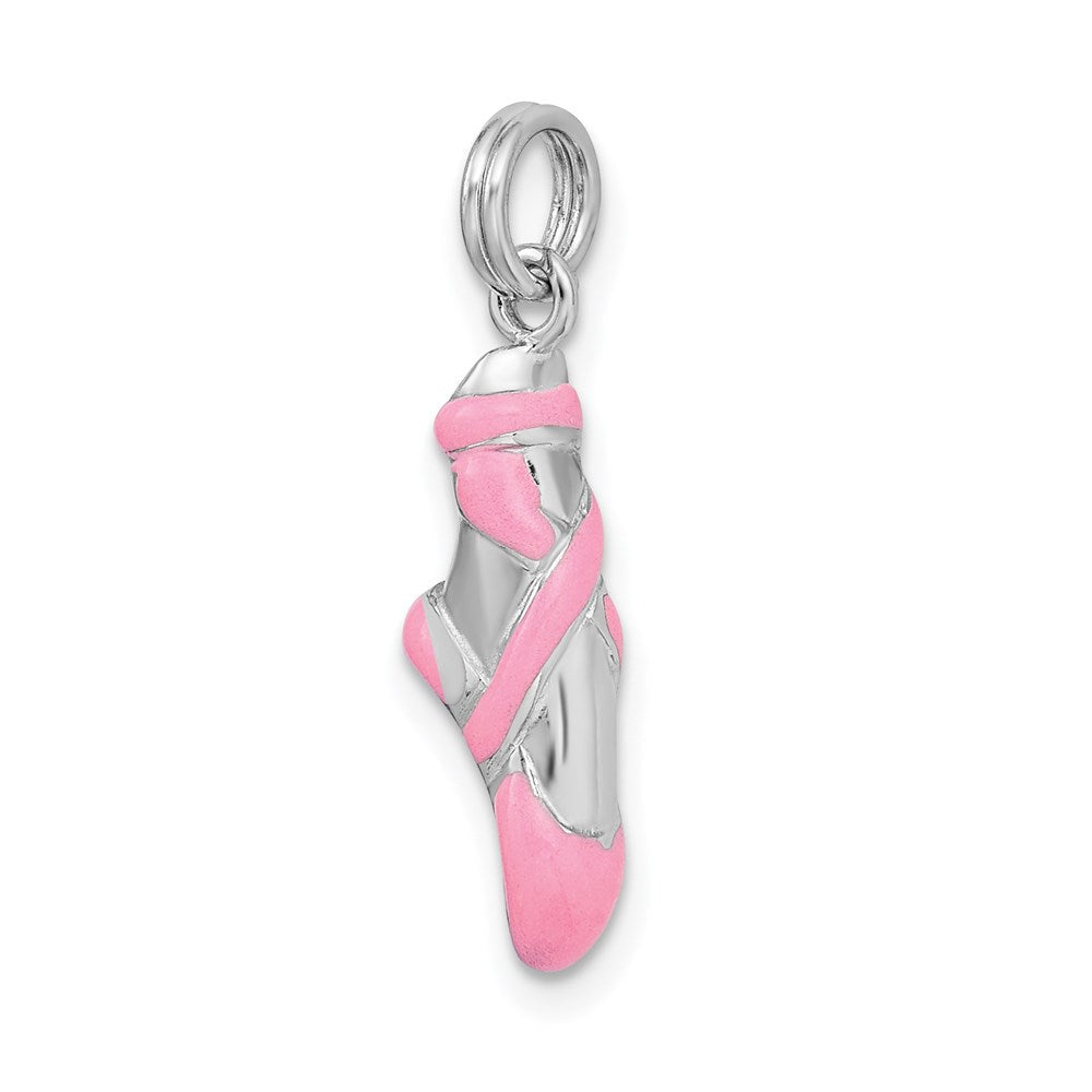 Sterlingsilber Rhodium-platedpink Emaille Ballett Slipper Charm