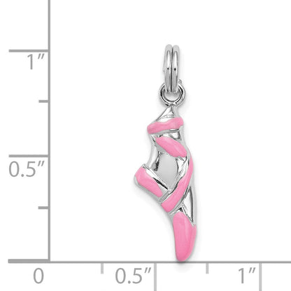 Sterlingsilber Rhodium-platedpink Emaille Ballett Slipper Charm