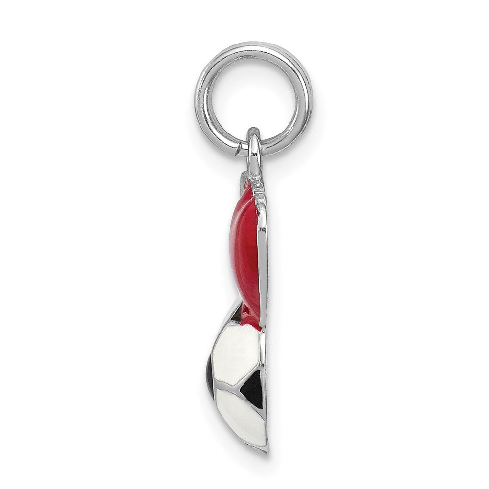 Sterlingsilber Rhodium-platedenamel I Herz Fußball Kugel Charm