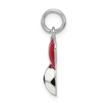 Sterlingsilber Rhodium-platedenamel I Herz Fußball Kugel Charm